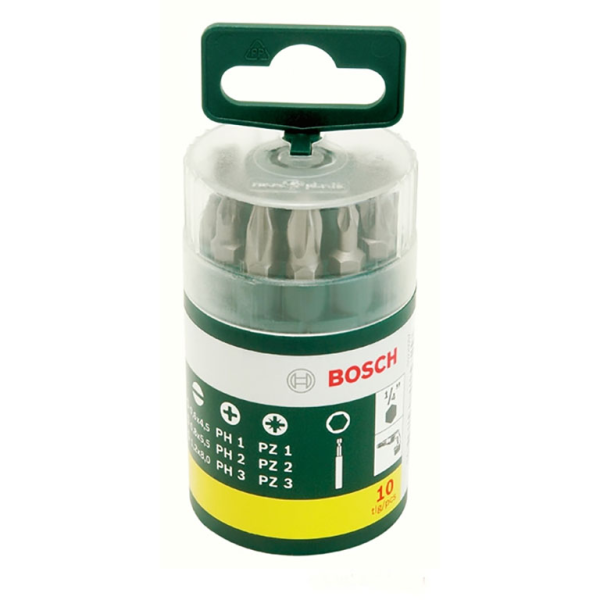 Комплект битове Bosch PH/PZ/SB с магнитен държач 10 бр., 1/4″