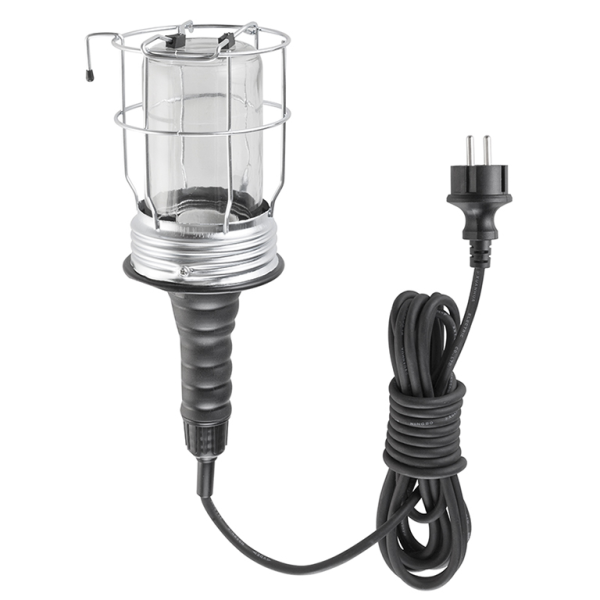 Лампа преносима Fervi с предпазна решетка с кабел 5 м, 60 W, 230 V, 54 IP, E27, черна, 0429