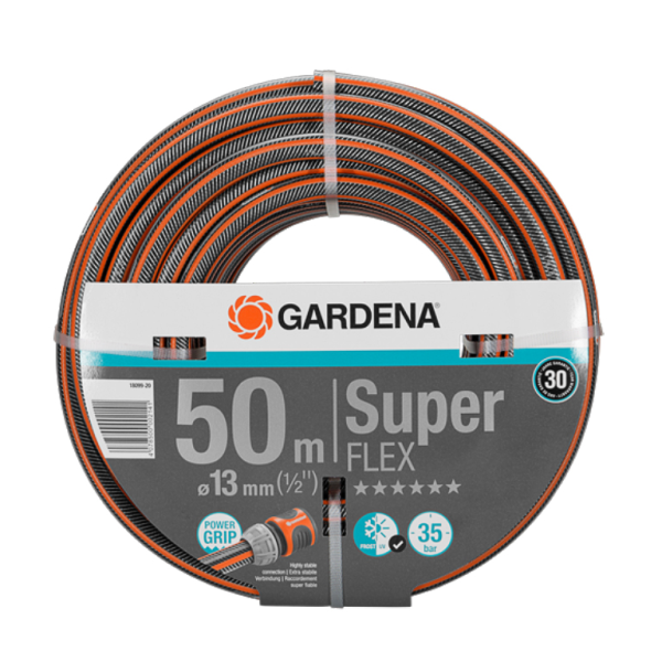 Маркуч Gardena PVC 2-слоен армиран за поливане 13 мм, 35 bar, черно/оранжево, Premium SuperFLEX