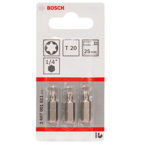 Накрайник бит TX Bosch Torx TX 20, 1/4″, 25 мм, 3 бр., Extra Hard