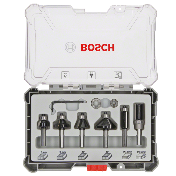 Фрезер за дърво профилен Bosch с карбидни пластини комплект 6 бр., ф 8 мм