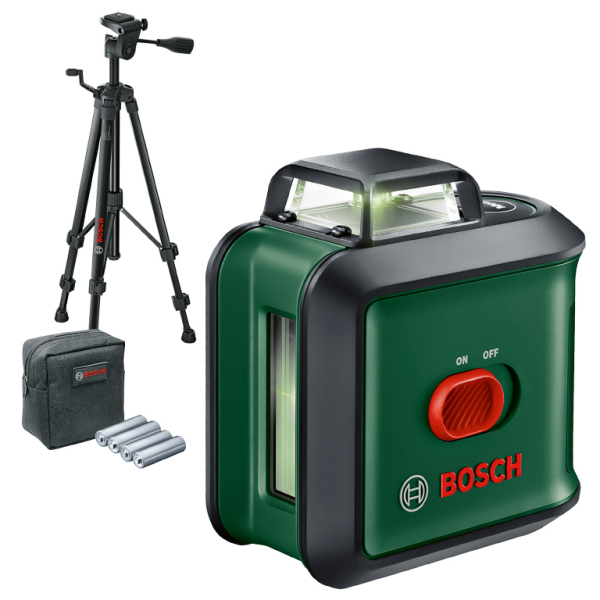 Нивелир лазерен линеен Bosch с 2 лъча с тринога 24 м, 0.4 мм/м, UniversalLevel 360