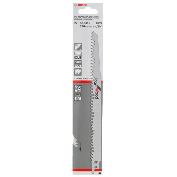 Нож Bosch за саблен трион за дърво 240 мм, 5 TPI, 2 бр., S 1531 L
