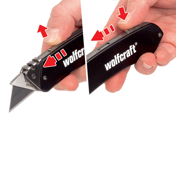 Нож макетен Wolfcraft метален с трапецовидно острие сгъваем 90×19 мм