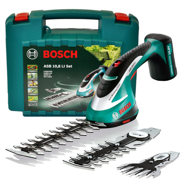 Ножица Bosch градинска акумулаторна за трева и храсти с 1 батерия и зарядно, 10.8 V, 1.3 Ah, 12/20 мм, 100 мм, ASB 10.8 Li Set