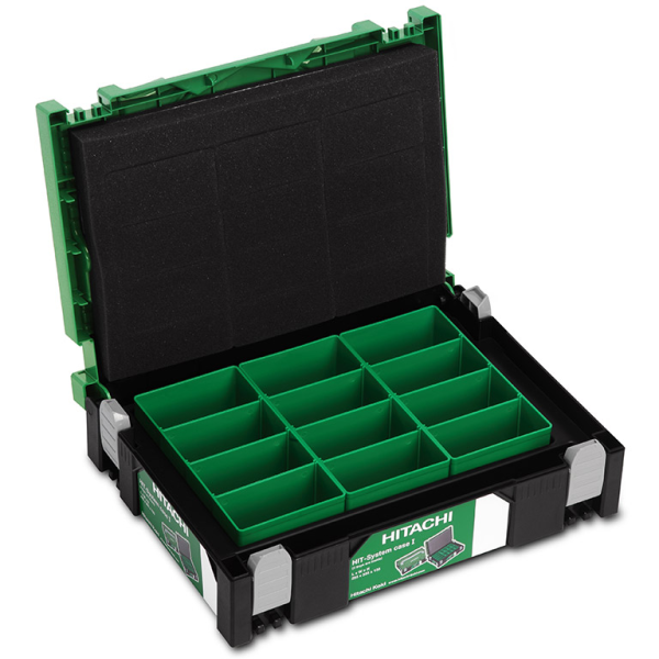 Органайзер за консумативи HiKOKI – Hitachi пластмасов със сменяеми контейнери 295x395x105 мм, 100 кг, черно и зелено