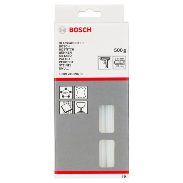 Патрони за топло лепене Bosch универсален 11 мм, 200 мм, бял, 25 бр.