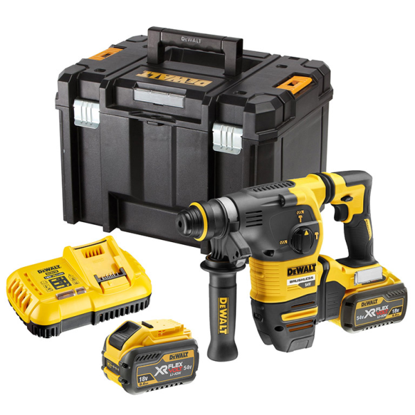 Перфоратор DeWALT акумулаторен с 2 батерии и зарядно, SDS-plus, 54 V, 3 Ah, 3.5 J, DCH333X2