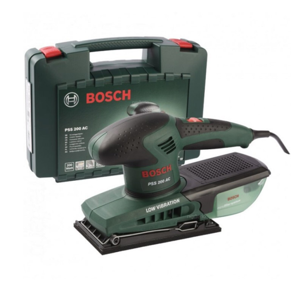Виброшлайф Bosch електрически с правоъгълна плоча 200 W, 24 000 хода/мин, 92×182 мм, PSS 200 AC